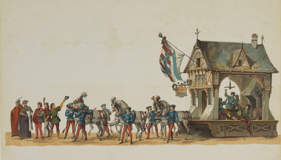 29143 Vijfde blad van de maskerade van de studenten van de Utrechtse hogeschool op 25 juni 1867, voorstellende het ...